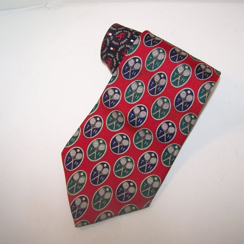 Tommy Hilfiger Neck Tie Logo Racket Italian Silk